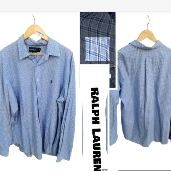 Ralph Lauren Blue Plaid button down XXL - Picture 1 of 8